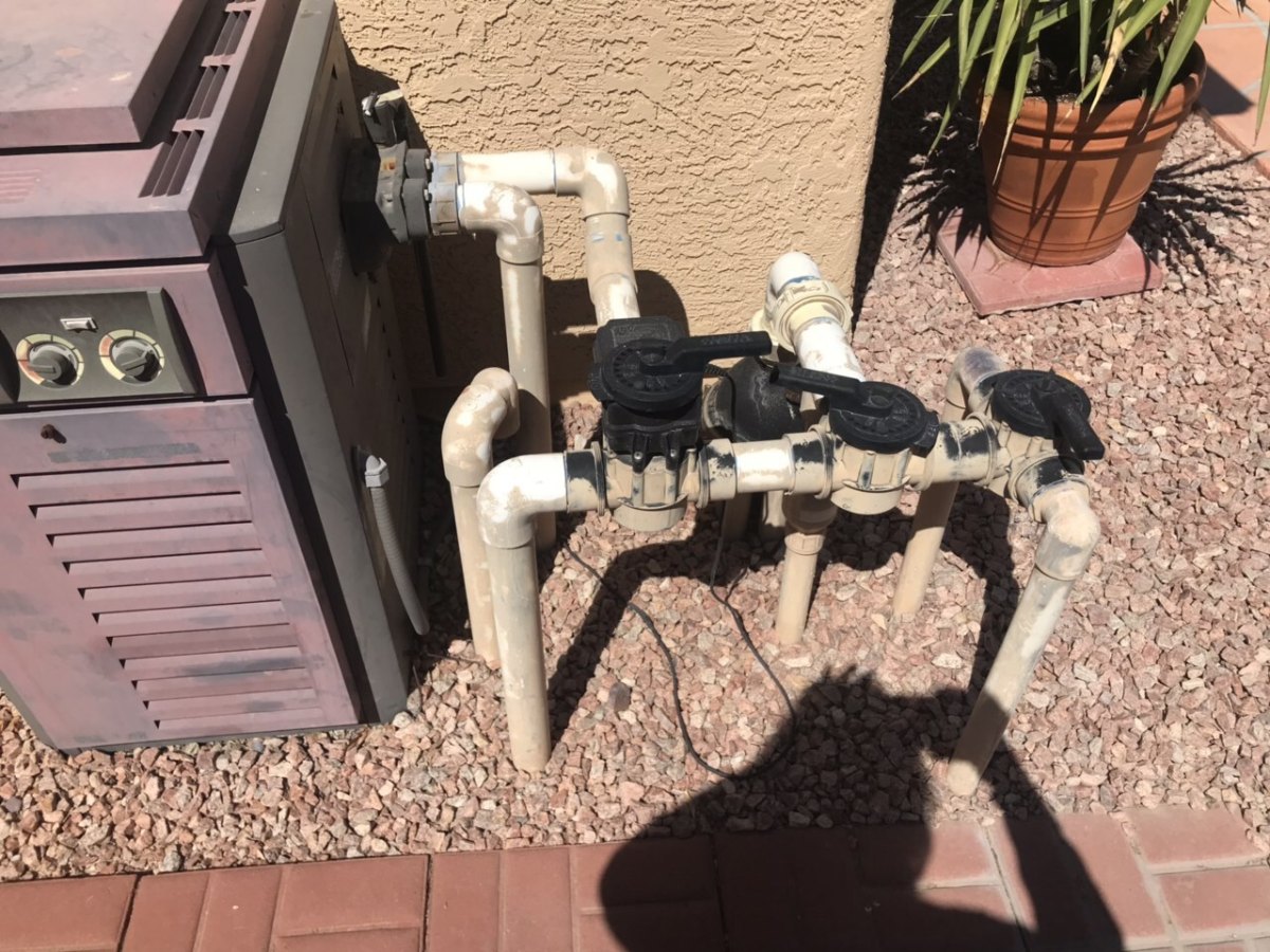 Pool equipment pad before removal