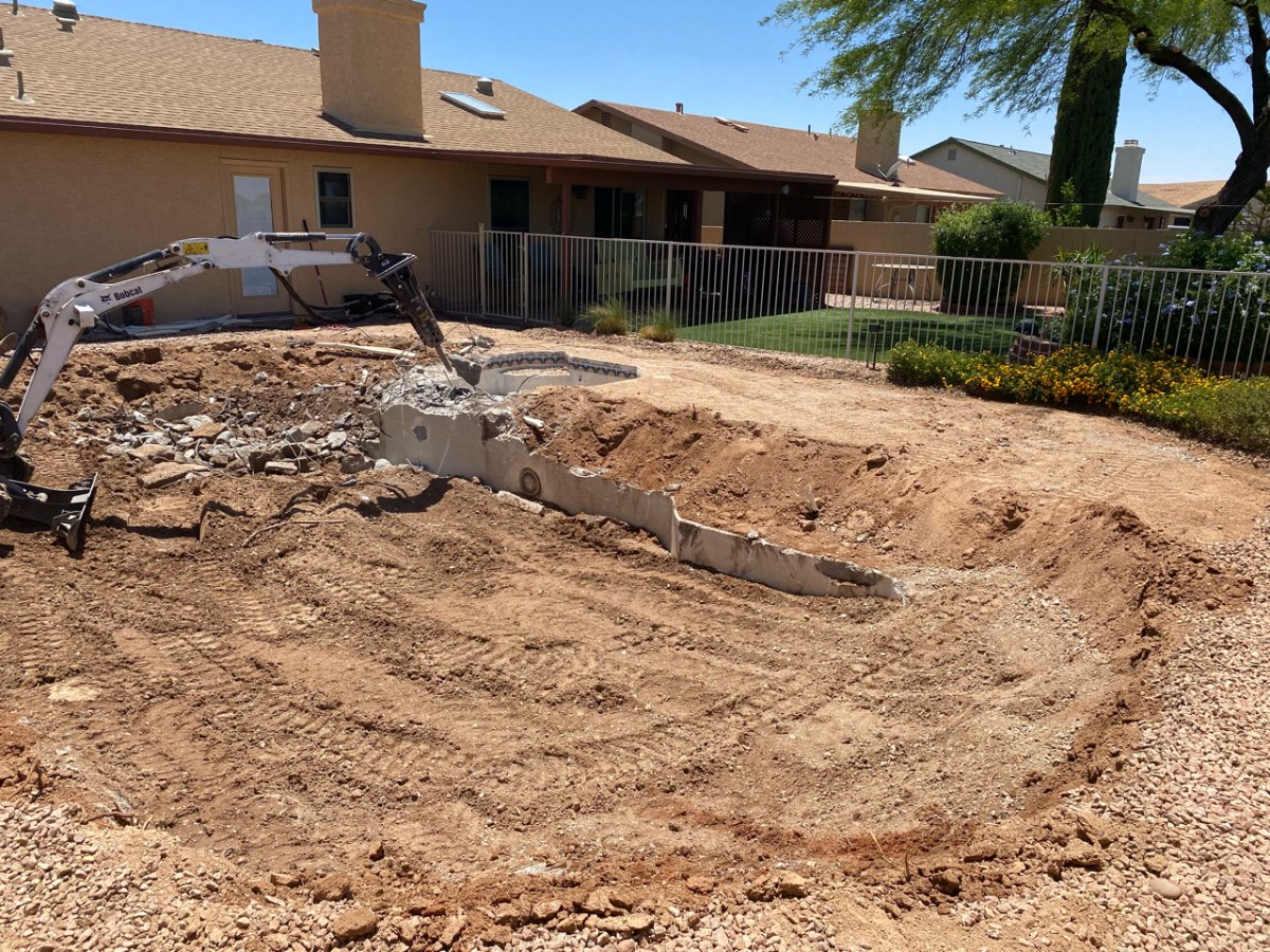 Former pool area brought to finish grade